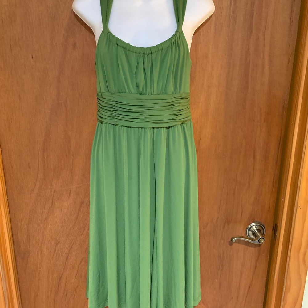 Jones New York Olive Green Halter Midi Dress